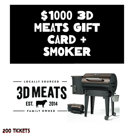 $1000 3D Meats Card + Pellet Smoker!